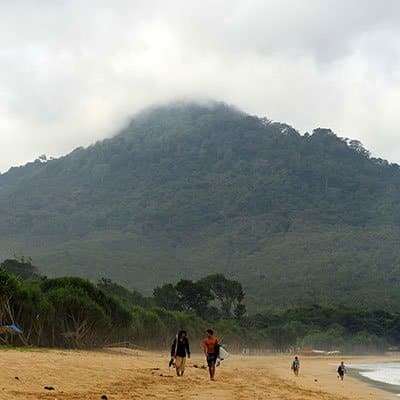 Red Island bay Java Indonesia Mountain and Ocean