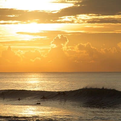 sunset surfing at Keramas