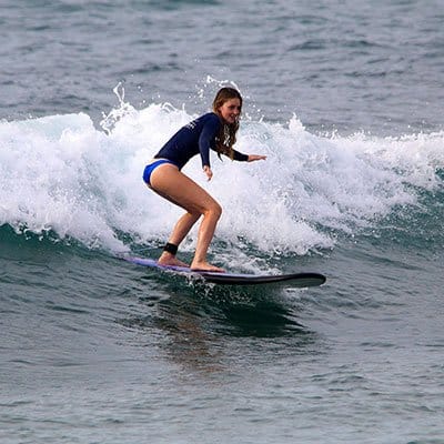 Learner in a beginner friendly surf spot